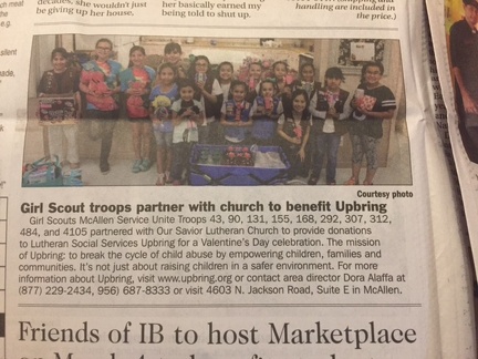 Girl Scout Volunteers Upbring newspaper article